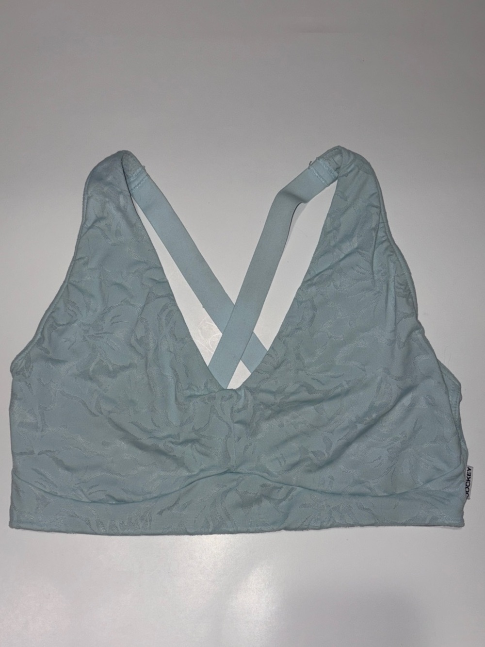Jockey Pale Blue Floral Crisscross Back Bralette Sz L